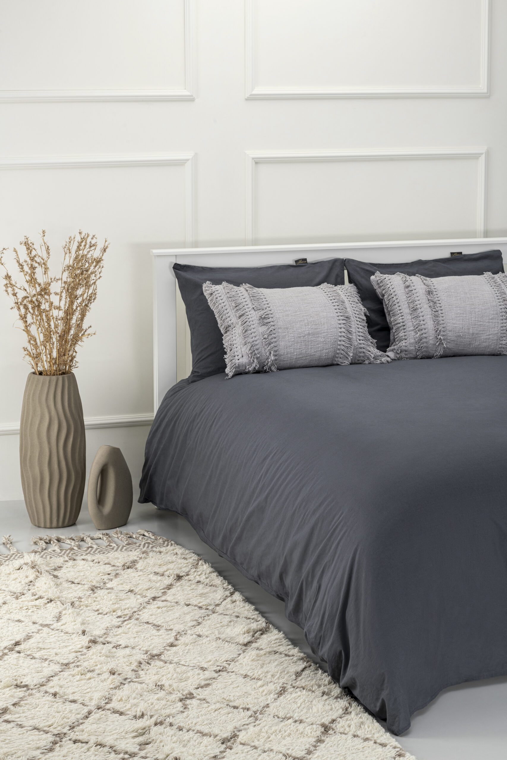 Donkergrijs dekbedovertrek