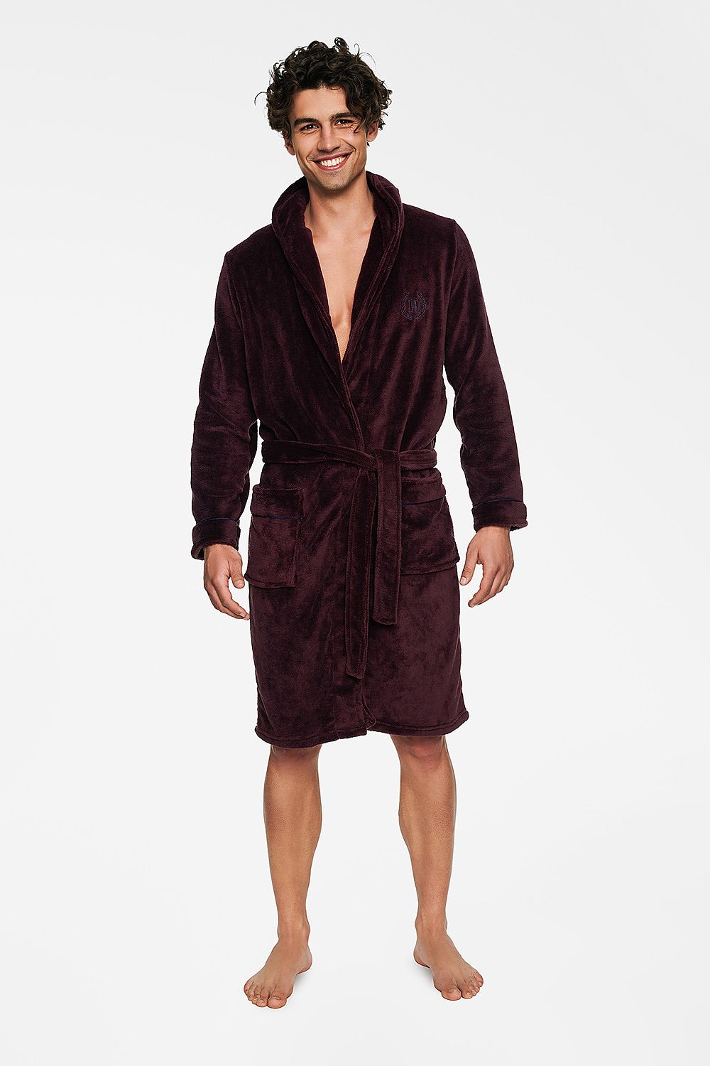 bordeaux rood badjas Badjas Lang heren